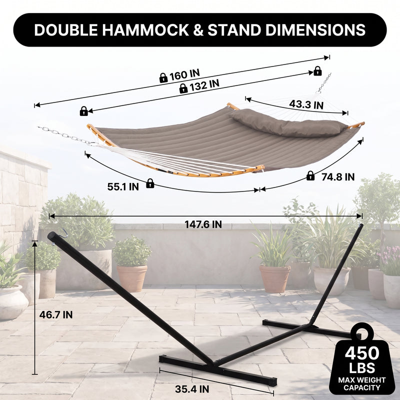 2-Person Hammock with Adjustable-Height Stand, Pillow & Carrying Bag - 4