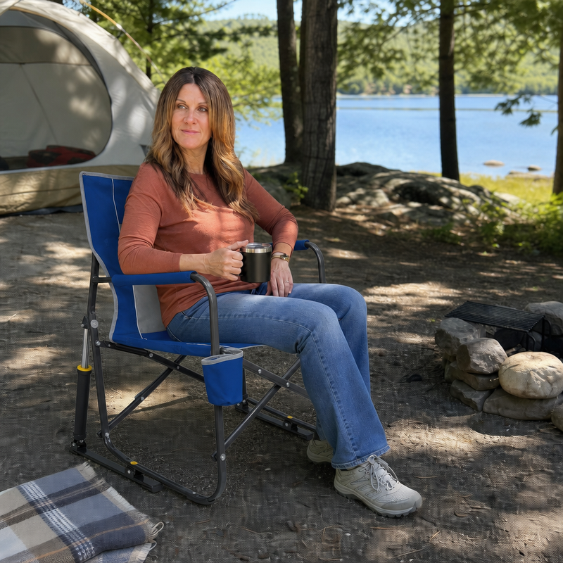 ROCKING CAMPING CHAIR – FOLD-FLAT CHAIR WITH CUP HOLDER - 4