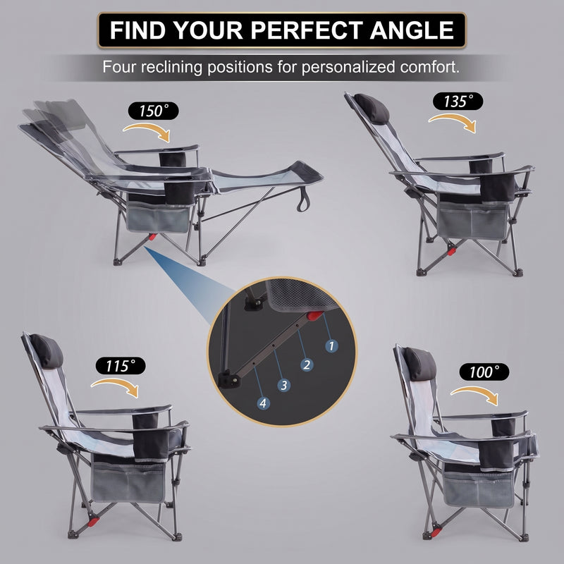 Premium Reclining Outdoor Camping Chair – Adjustable Comfort Seat - 4