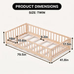 Montessori Floor Bed with Fence & Door, Wood & MDF, Safe color & stain for kids - 4