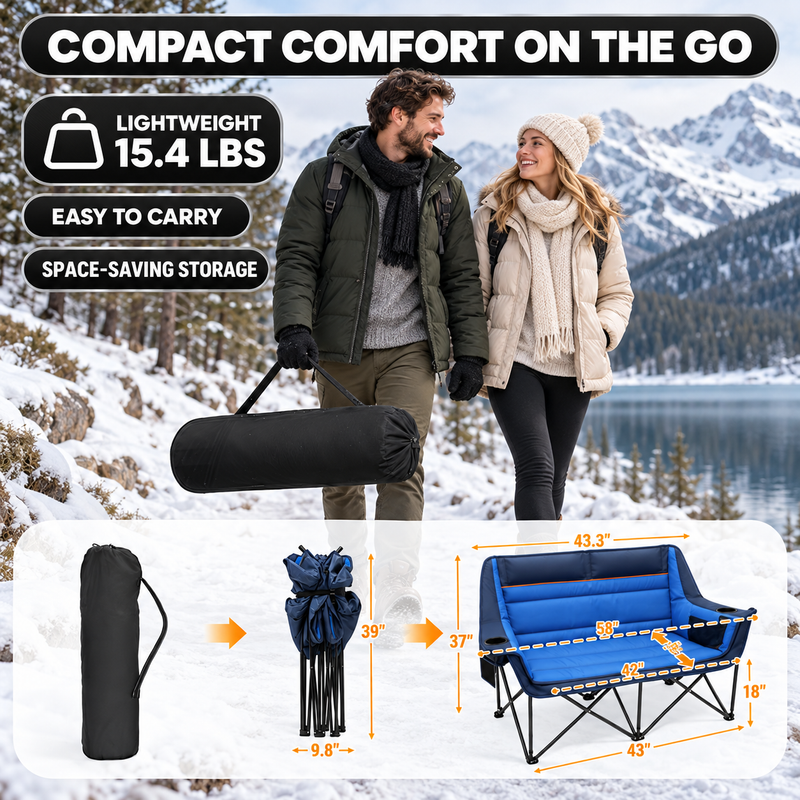 Heated Camping Chair – Single Chair & Double Loveseat Options - 4