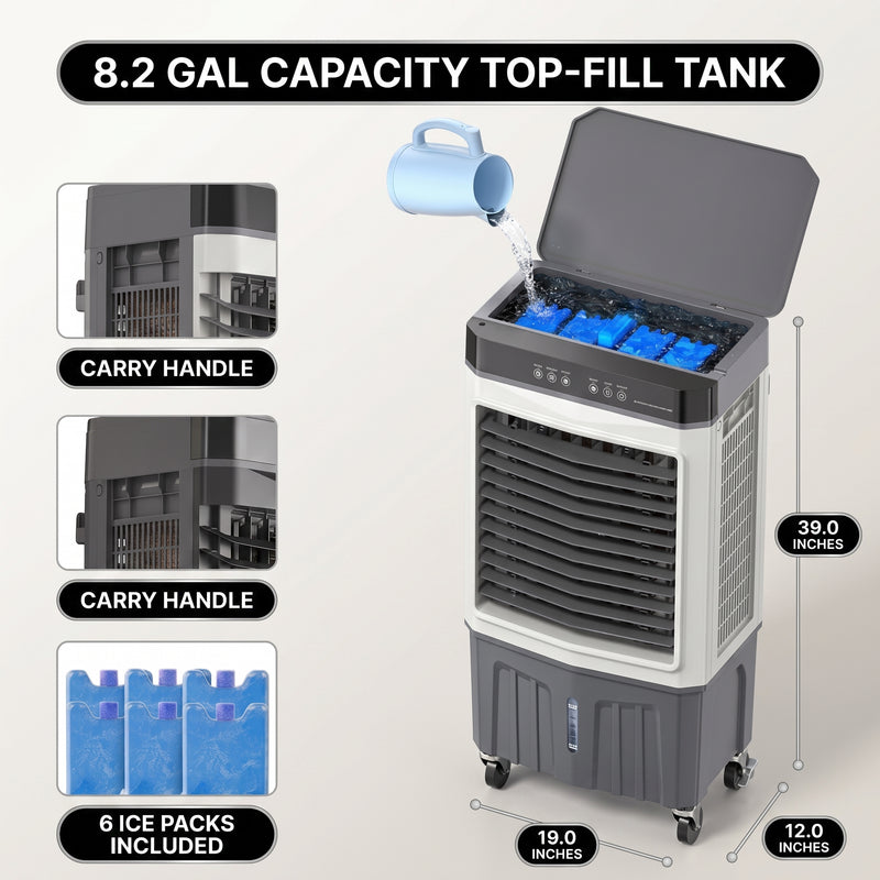 3-in-1 Evaporative Air Cooler Tower Fan with Remote Control - 4