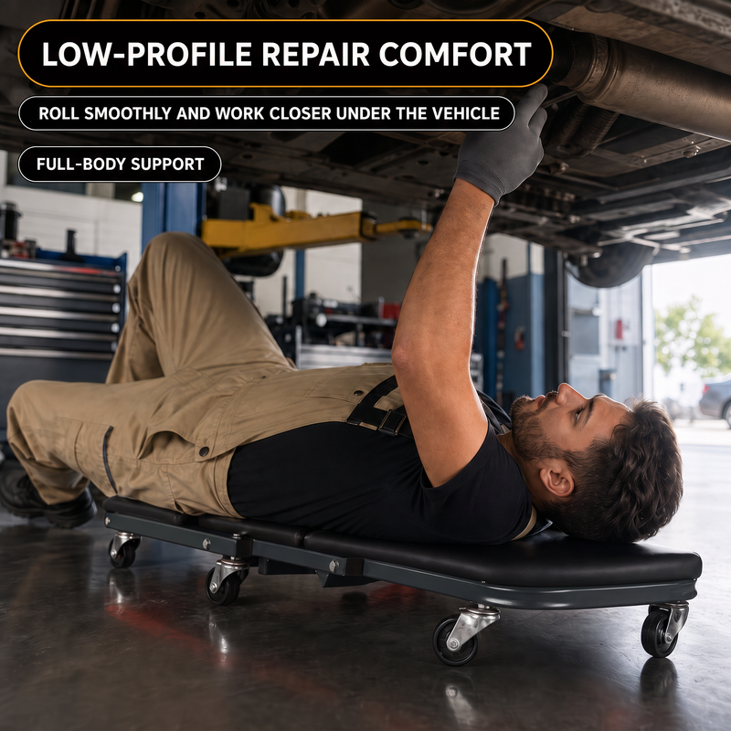 2-in-1 Convertible Z-Creeper Seat - Rolling Mechanic Creeper with Wheels, Under Dash Creeper & Garage Chair for Auto Repair, Low Profile Roller Seat - 4