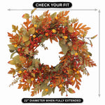 22-Inch Artificial Fall Wreath for Front Door – Berry, Pumpkin & Floral Styles - 4
