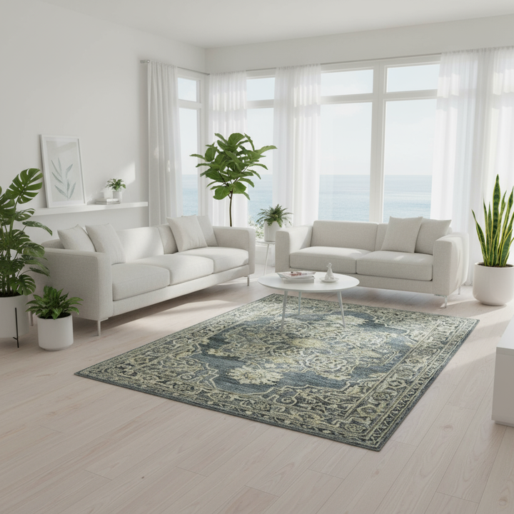 Vestige Nucia Blue/Taupe Hand-Tufted Wool Blend Area Rug 8'x10'