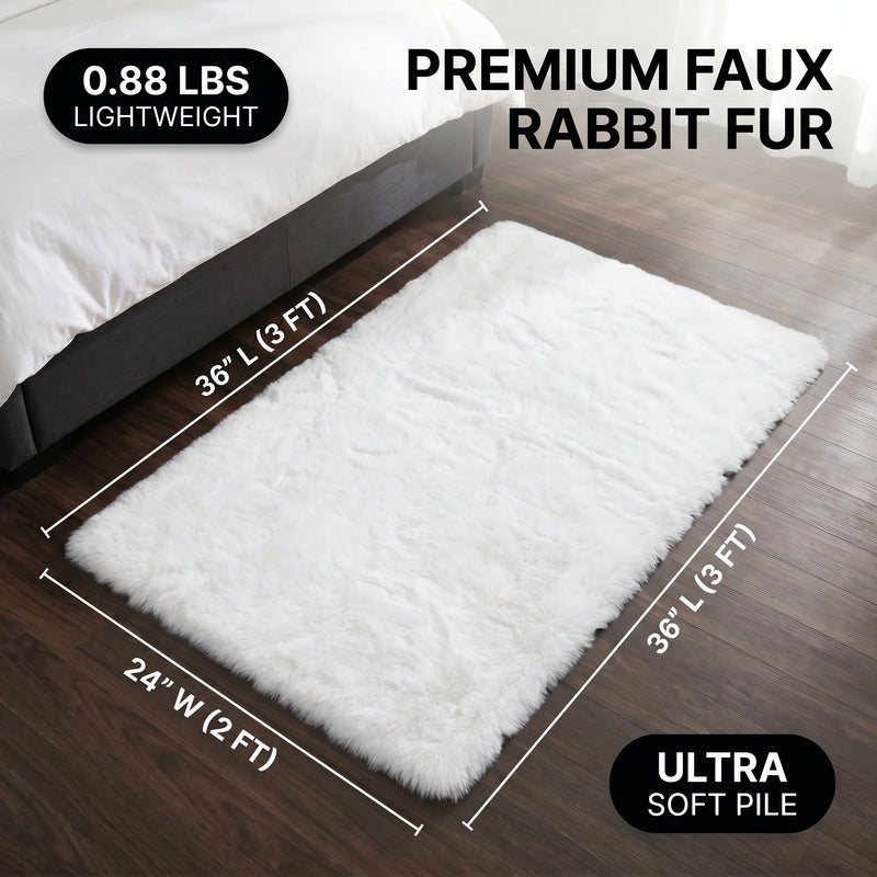 Faux Rabbit Fur Shaggy Rug – Ultra Soft Fluffy Machine Washable Area Rug for Bedroom, Living Room & Teen Room - 4