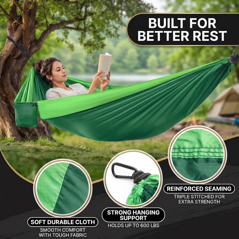 Portable Camping Hammock with Tree Straps – Lightweight Nylon Travel Hammock - 4