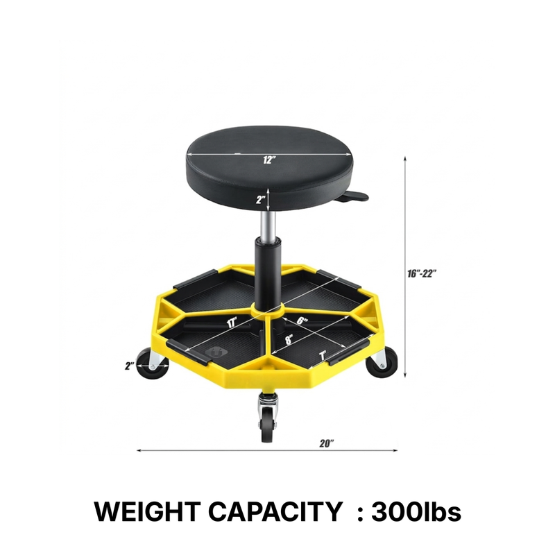 360° Swivel Pneumatic Mechanic Stool — 300–330 lbs Capacity, Padded Seat | Trufairs - 4