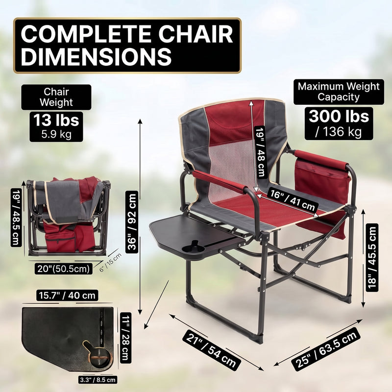 Camping Directors Chair, Heavy Duty,Oversized Portable Folding Chair with Side Table, Pocket for Beach, Fishing,Trip,Picnic,Lawn Blue - 4