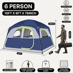 4-6 PERSON INSTANT CABIN CAMPING TENT – WATERPROOF FAMILY TENT WITH RAINFLY & CARRY BAG - 4