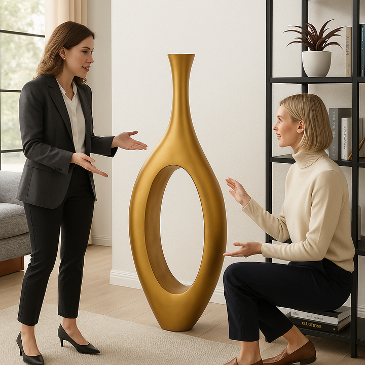 Premium Trombone Vase Small in Matte Bronze - Contemporary Resin Floor Sculpture with Sophisticated Finish