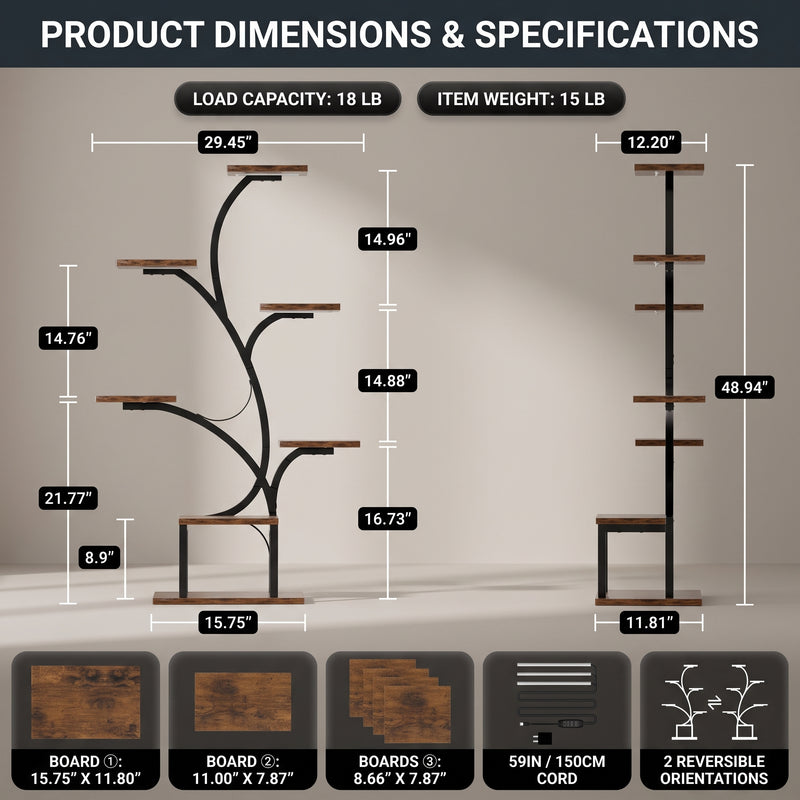 PLANT STAND WITH GROW LIGHTS – MULTI-TIER INDOOR SHELF - 4