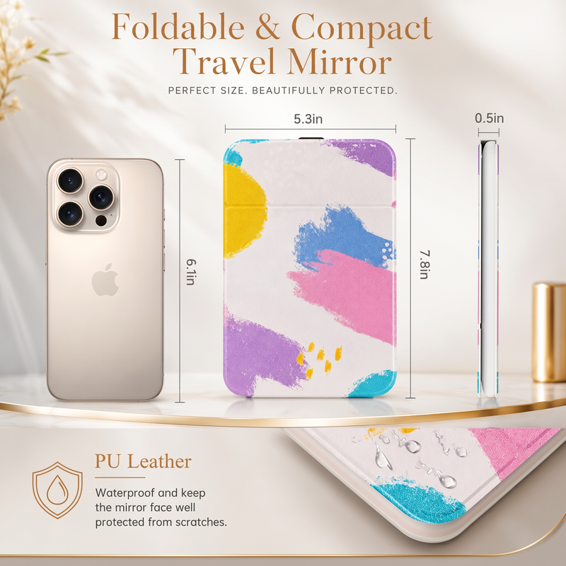 Portable LED Makeup Mirror – Rechargeable, Adjustable Brightness, Compact & Travel-Friendly - 4