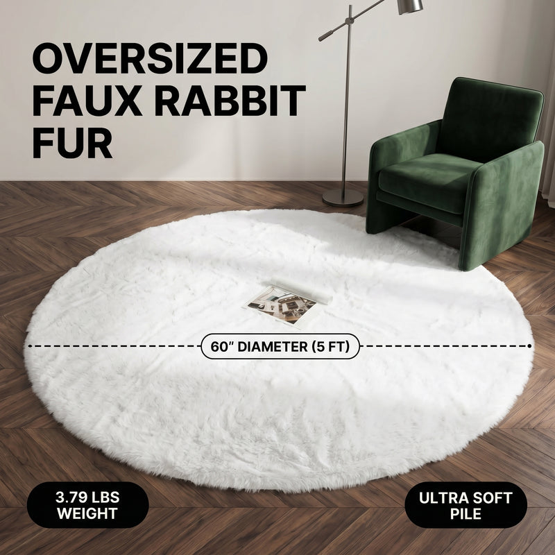 Faux Rabbit Fur Shaggy Rug – Ultra Soft Fluffy Machine Washable Area Rug for Bedroom, Living Room & Teen Room - 4