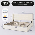 Lift-Up Storage Bed Frame with Upholstered Wingback Headboard - 4