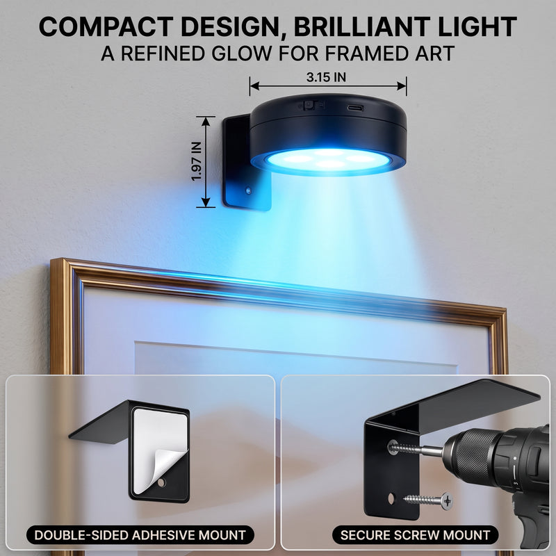Picture Lights for Wall, Rechargeable Battery Operated LED Gallery Light Bar with Remote & Timer, Dimmable Wireless Wall Sconce for Paintings & Frames - 4