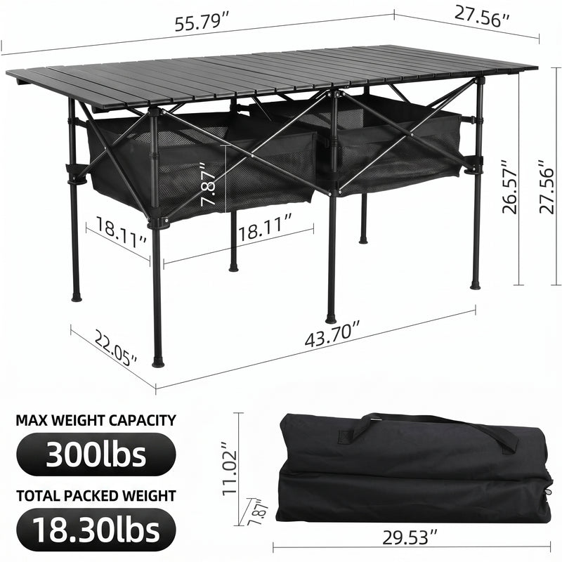 Aluminum Folding Camping Table – Portable Roll-Up with Carry Bag - 4
