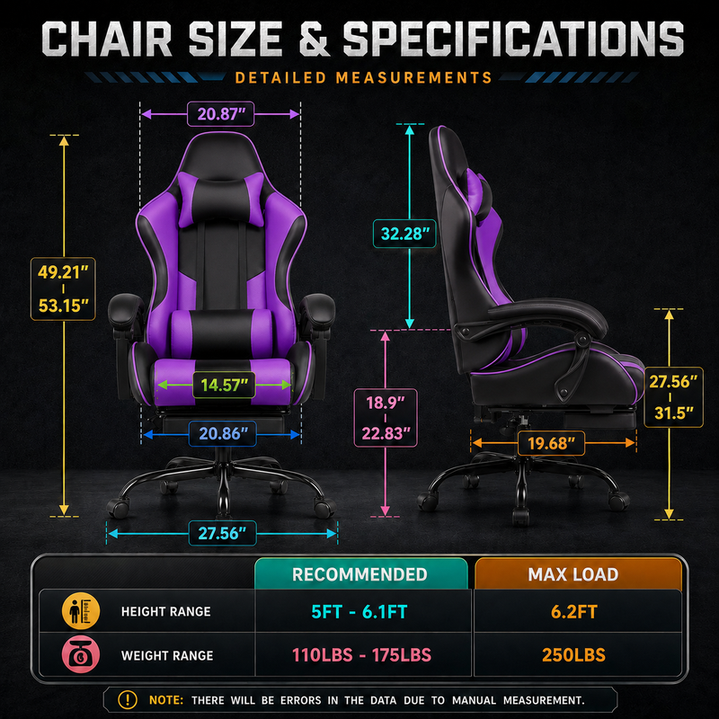 GAMING CHAIR WITH FOOTREST – LUMBAR SUPPORT & 360° SWIVEL - 4