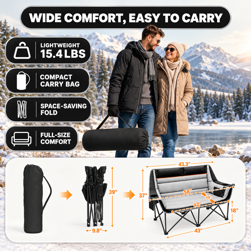 Heated Camping Chair – Single Chair & Double Loveseat Options - 4