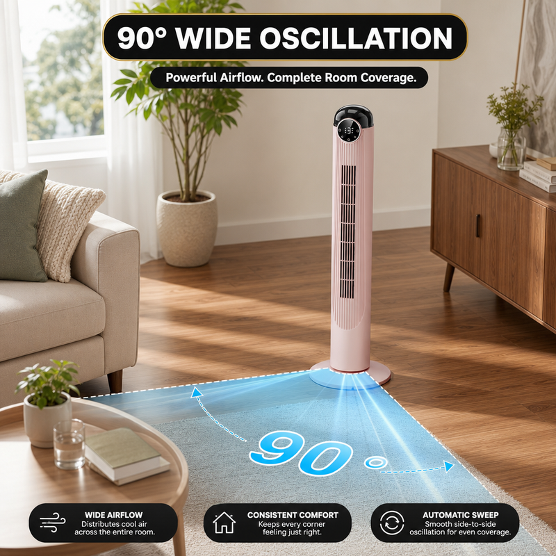 Tower Fan With Remote – 90° Oscillation, 36″ & 42″ - 4