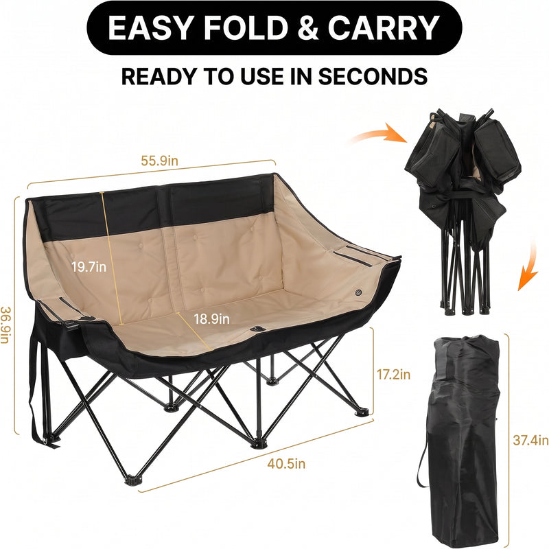Heated Camping Chair for Adult Outdoor Activities - Portable Folding Heated Chair with 3 Adjustable Heat Levels, Heating Backrest Cushion Support 264LBS for Patio Camping (Battery Not Included) - 4