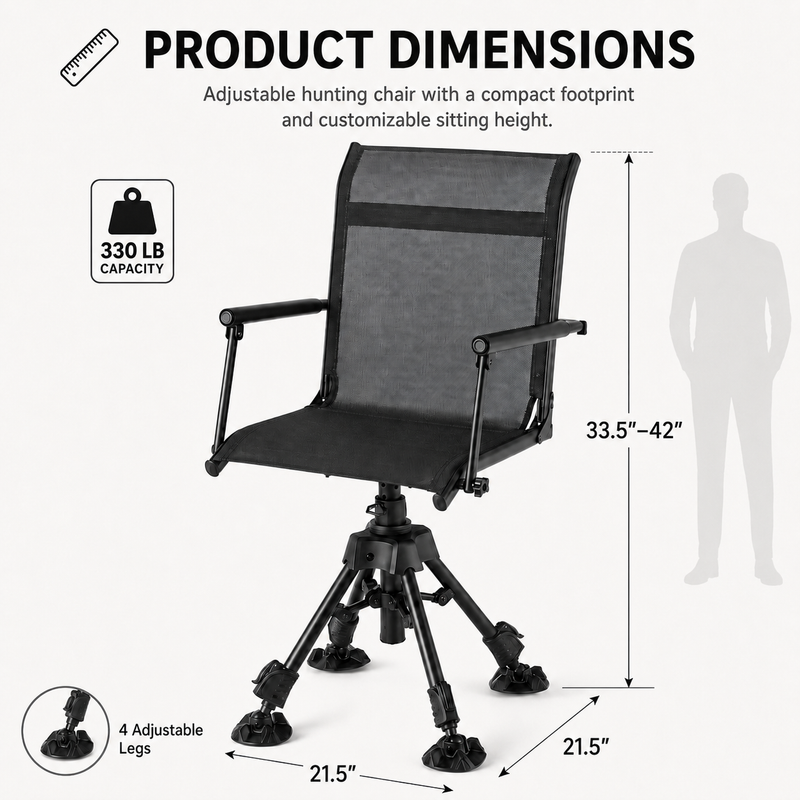 Portable Adjustable Hunting Chair with Swivel & Heated - 4