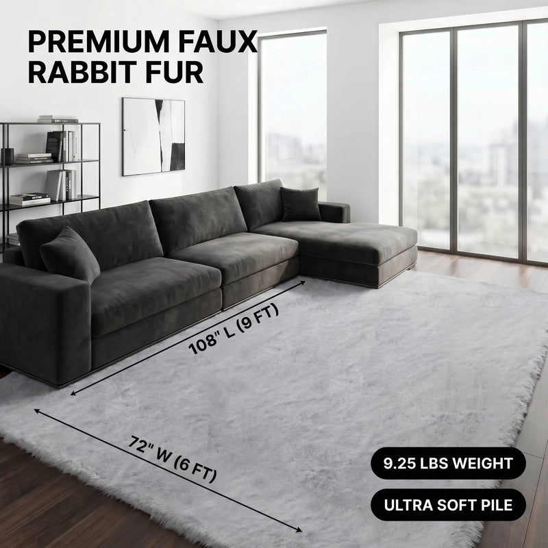 Faux Rabbit Fur Shaggy Rug – Ultra Soft Fluffy Machine Washable Area Rug for Bedroom, Living Room & Teen Room - 4