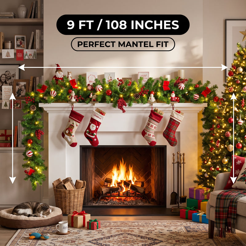 CHRISTMAS GARLAND WITH LIGHTS – PRE-LIT HOLIDAY GREENERY - 4