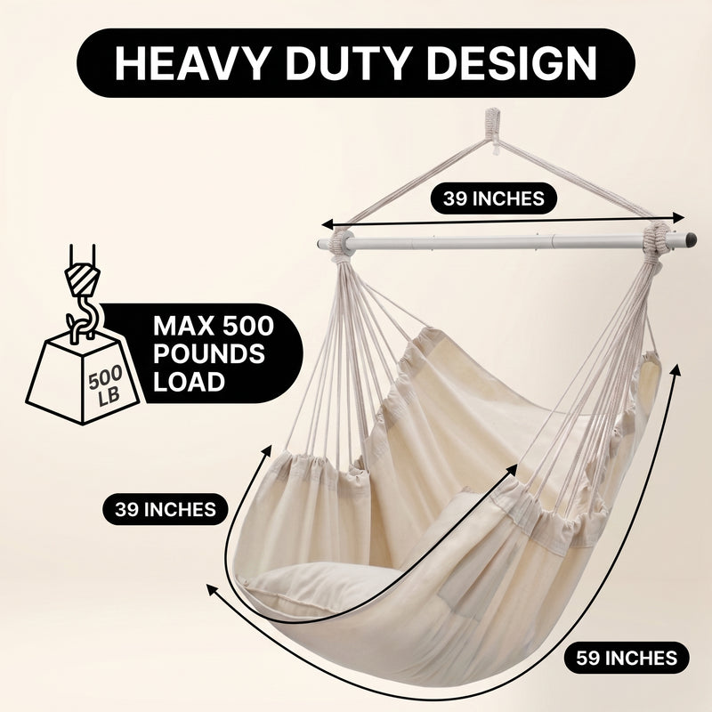 Premium Cotton Hanging Hammock Chair for Indoor & Outdoor Relaxation - 4