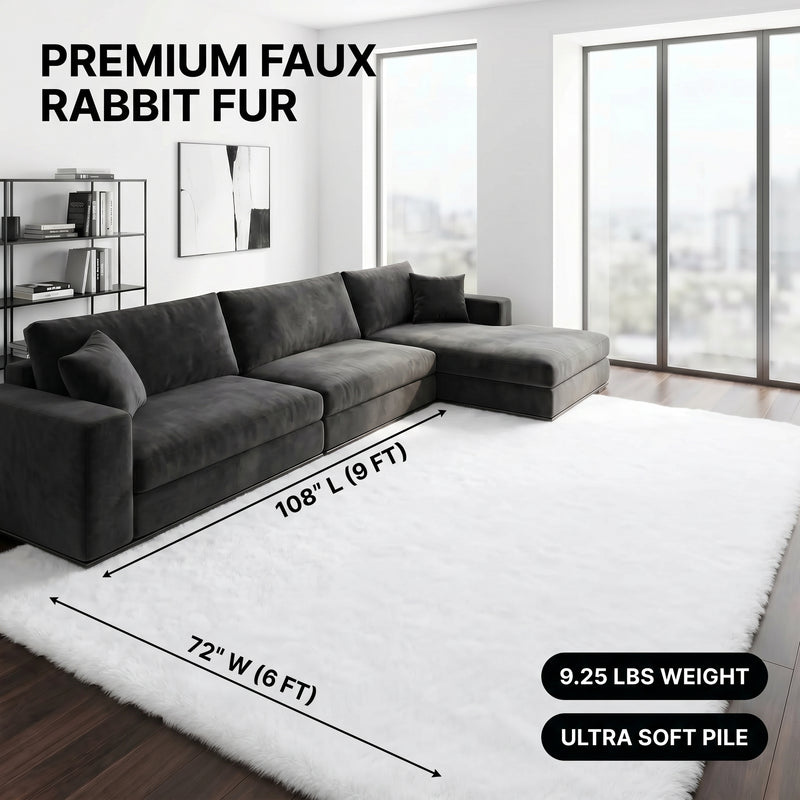 Faux Rabbit Fur Shaggy Rug – Ultra Soft Fluffy Machine Washable Area Rug for Bedroom, Living Room & Teen Room - 4