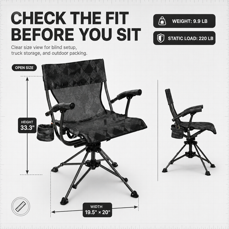 Portable Adjustable Hunting Chair with Swivel & Heated - 4