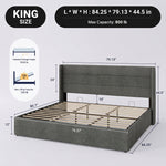 Lift-Up Storage Bed Frame with Upholstered Wingback Headboard - 4