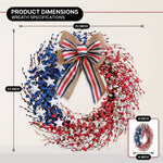 4TH OF JULY WREATH FOR FRONT DOOR – RED, WHITE & BLUE PATRIOTIC DÉCOR - 4