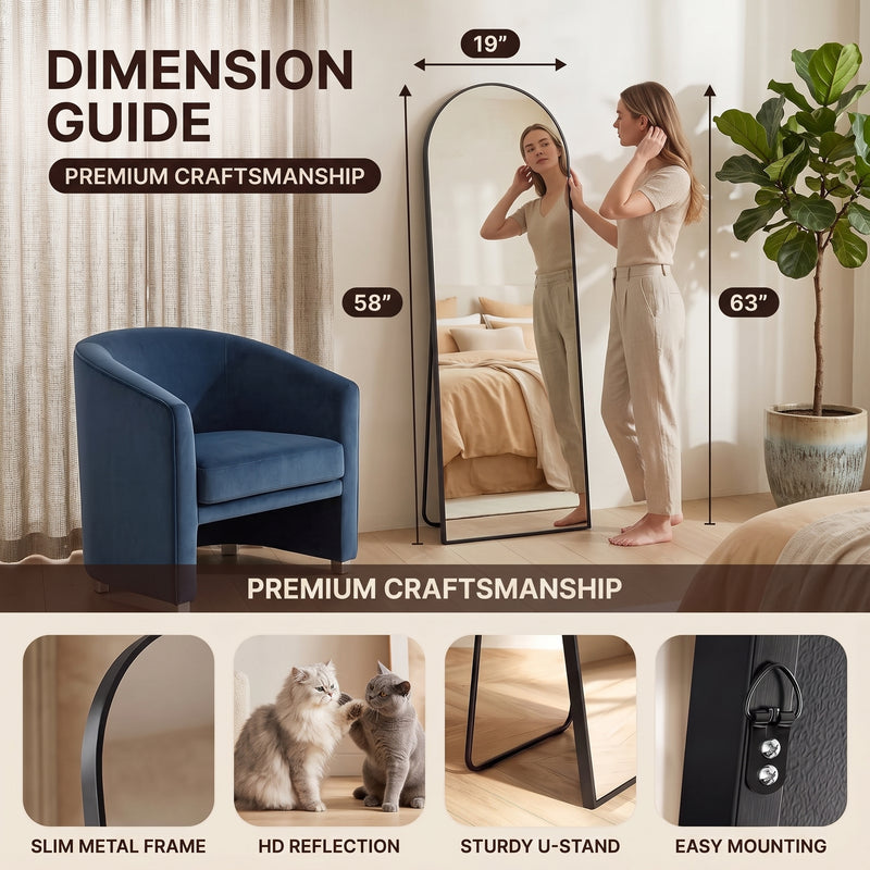 FULL LENGTH MIRROR – ARCHED STANDING & WALL-MOUNT DESIGN - 4