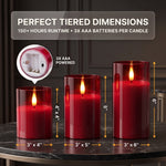Flameless Candles with Remote & Timer – Glass Pillar Set of 3 - 4
