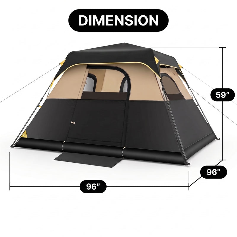 4-6 PERSON INSTANT CABIN CAMPING TENT – WATERPROOF FAMILY TENT WITH RAINFLY & CARRY BAG - 4