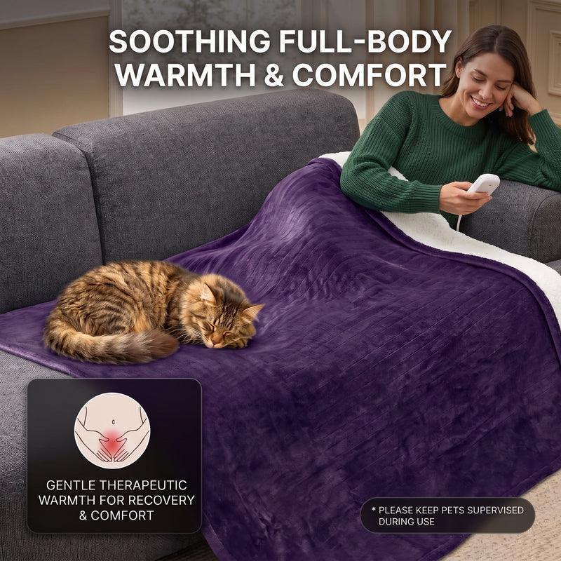 Heated Throw Blanket – Flannel & Sherpa, 6 Heat Levels - 4