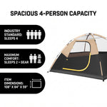 4-6 Person Instant Cabin Camping Tent with Rainfly & Carry Bag - 4