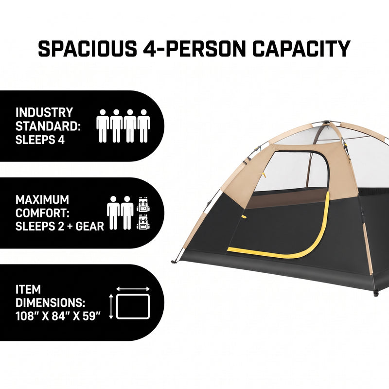 4-6 Person Instant Cabin Camping Tent with Rainfly & Carry Bag - 4