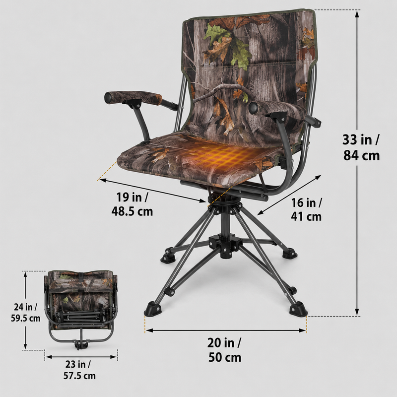 Portable Adjustable Hunting Chair with Swivel & Heated - 4