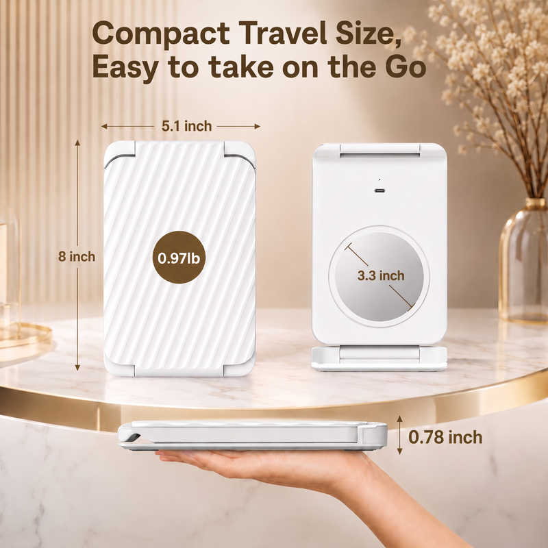 Portable LED Makeup Mirror – Rechargeable, Adjustable Brightness, Compact & Travel-Friendly - 4
