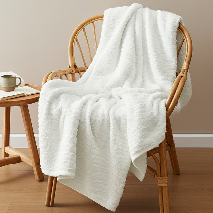 IvoryFur Luxe Embroidered Faux Fur Throw – Reversible Plush Blanket | Designer Accent | Trufairs