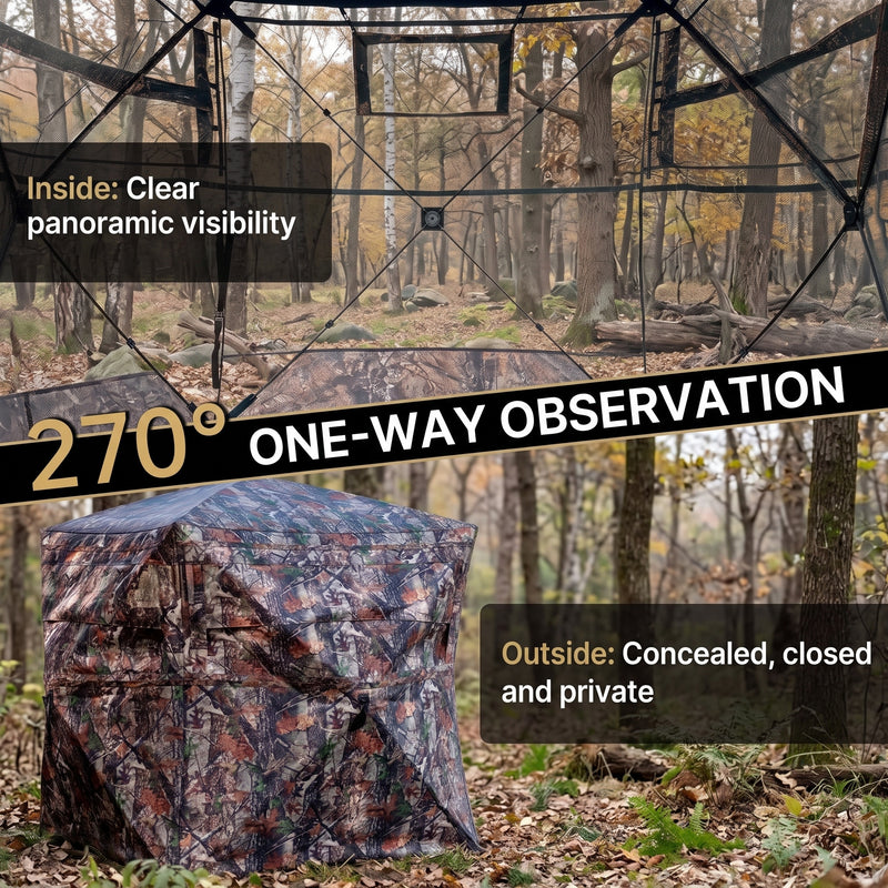 SucceBuy Hunting Blind, 270° & 360° See Through Ground Blind, 2-3 Person / 3-4 Person Pop Up Deer Blind for Hunting with Carrying Bag, Portable Tent - 4