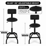 Adjustable Shop Stool with Backrest - Workbench Stool for Garage & Workshop, Swivel Bar Stool with Back Support, Padded Mechanic Stool - 4