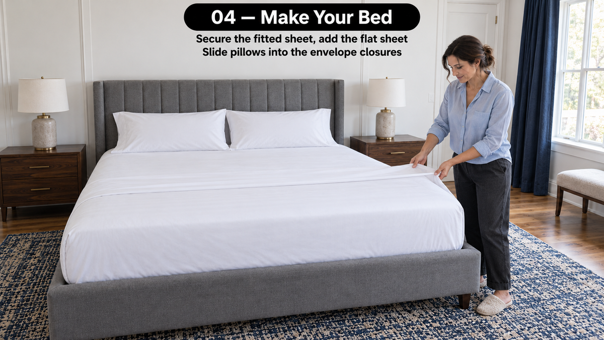100% Viscose from Bamboo Sheet Set – 300 TC Sateen, Deep Pocket - assembly and setup image 4