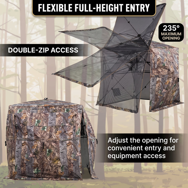 SucceBuy 270° & 360° See Through Pop Up Hunting Blind, 2-3 Person / 3-4 Person Ground Deer Blind with Carrying Bag, Portable Hunting Tent - 4