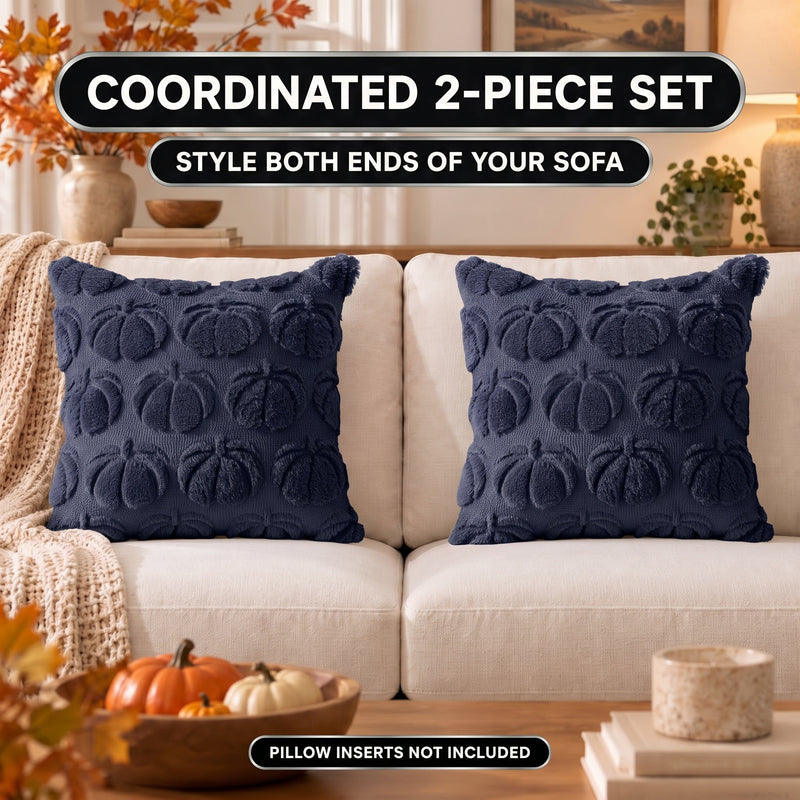 DECORATIVE PILLOW COVERS – 3D PUMPKIN SET OF 2 - 4