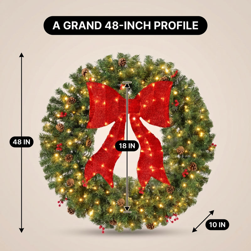 PRE-LIT CHRISTMAS WREATH – WARM LED DOOR DÉCOR - 4