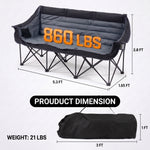 Oversized Padded 3-Person Folding Camping Loveseat Chair – Heavy Duty Outdoor Seating - 4