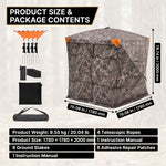 Silent Pop Up Hunting Blind with 270° See Through View – Waterproof Camo Ground Blind Tent for Turkey and Deer Hunting, 1-7 Person Capacity - 4